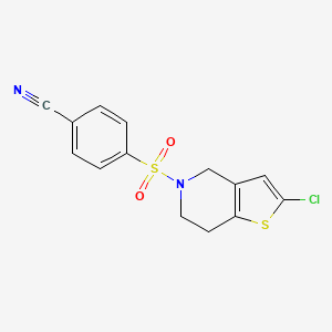 molecular formula C14H11ClN2O2S2 B2735589 4-({2-chloro-4H,5H,6H,7H-thieno[3,2-c]pyridin-5-yl}sulfonyl)benzonitrile CAS No. 2097917-35-4