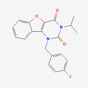 molecular formula C20H17FN2O3 B2735597 1-(4-fluorobenzyl)-3-isopropylbenzofuro[3,2-d]pyrimidine-2,4(1H,3H)-dione CAS No. 892424-24-7