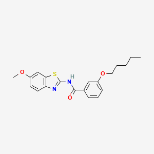 molecular formula C20H22N2O3S B2735600 N-(6-methoxybenzo[d]thiazol-2-yl)-3-(pentyloxy)benzamide CAS No. 477553-89-2