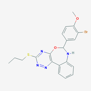 molecular formula C20H19BrN4O2S B273561 2-Bromo-4-[3-(propylsulfanyl)-6,7-dihydro[1,2,4]triazino[5,6-d][3,1]benzoxazepin-6-yl]phenyl methyl ether 
