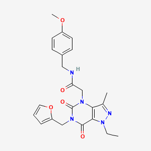 2-(1-ethyl-6-(furan-2-ylmethyl)-3-methyl-5,7-dioxo-6,7-dihydro-1H-pyrazolo[4,3-d]pyrimidin-4(5H)-yl)-N-(4-methoxybenzyl)acetamide