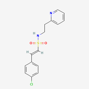 molecular formula C15H15ClN2O2S B2735633 (E)-2-(4-氯苯基)-N-(2-吡啶-2-基乙基)乙烯磺酰胺 CAS No. 1281687-35-1
