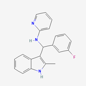 molecular formula C21H18FN3 B2735643 N-[(3-fluorophenyl)-(2-methyl-1H-indol-3-yl)methyl]pyridin-2-amine CAS No. 618404-94-7