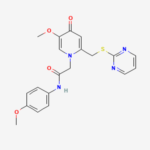 molecular formula C20H20N4O4S B2735668 2-(5-methoxy-4-oxo-2-((pyrimidin-2-ylthio)methyl)pyridin-1(4H)-yl)-N-(4-methoxyphenyl)acetamide CAS No. 920408-23-7