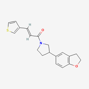 molecular formula C19H19NO2S B2735673 (2E)-1-[3-(2,3-dihydro-1-benzofuran-5-yl)pyrrolidin-1-yl]-3-(thiophen-3-yl)prop-2-en-1-one CAS No. 2097941-15-4