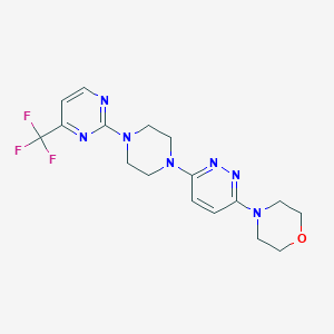 molecular formula C17H20F3N7O B2735687 4-[6-[4-[4-(Trifluoromethyl)pyrimidin-2-yl]piperazin-1-yl]pyridazin-3-yl]morpholine CAS No. 2415573-34-9
