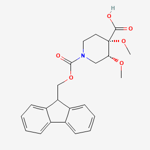 molecular formula C23H25NO6 B2735689 (3R,4S)-1-(9H-Fluoren-9-ylmethoxycarbonyl)-3,4-dimethoxypiperidine-4-carboxylic acid CAS No. 2418595-48-7