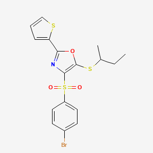 molecular formula C17H16BrNO3S3 B2735690 4-((4-Bromophenyl)sulfonyl)-5-(sec-butylthio)-2-(thiophen-2-yl)oxazole CAS No. 850928-37-9