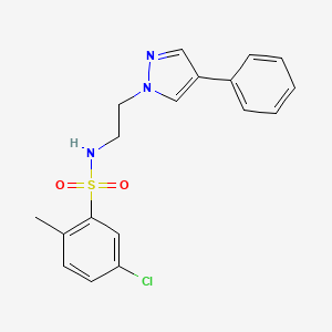 molecular formula C18H18ClN3O2S B2735691 5-chloro-2-methyl-N-(2-(4-phenyl-1H-pyrazol-1-yl)ethyl)benzenesulfonamide CAS No. 2034292-19-6