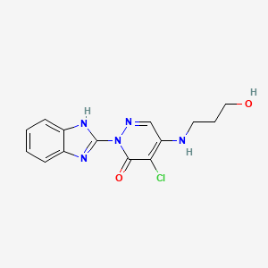 molecular formula C14H14ClN5O2 B2735726 2-(1H-1,3-benzodiazol-2-yl)-4-chloro-5-[(3-hydroxypropyl)amino]-2,3-dihydropyridazin-3-one CAS No. 726152-52-9