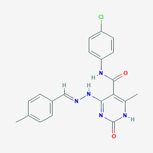 molecular formula C20H18ClN5O2 B273573 N-(4-chlorophenyl)-6-methyl-4-[2-(4-methylbenzylidene)hydrazino]-2-oxo-1,2-dihydro-5-pyrimidinecarboxamide 