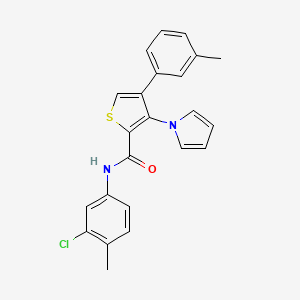 molecular formula C23H19ClN2OS B2735757 N-(3-chloro-4-methylphenyl)-4-(3-methylphenyl)-3-(1H-pyrrol-1-yl)thiophene-2-carboxamide CAS No. 1357712-27-6