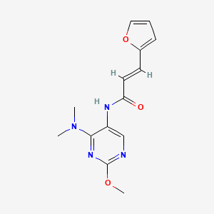 molecular formula C14H16N4O3 B2735767 (E)-N-(4-(二甲胺)-2-甲氧基嘧啶-5-基)-3-(呋喃-2-基)丙烯酰胺 CAS No. 1798975-36-6