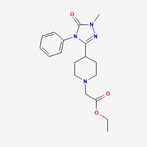 molecular formula C18H24N4O3 B2735776 ethyl 2-(4-(1-methyl-5-oxo-4-phenyl-4,5-dihydro-1H-1,2,4-triazol-3-yl)piperidin-1-yl)acetate CAS No. 1421507-64-3