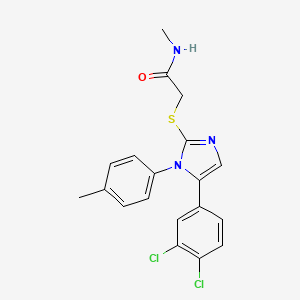 molecular formula C19H17Cl2N3OS B2735800 2-((5-(3,4-二氯苯基)-1-(对甲苯基)-1H-咪唑-2-基)硫代)-N-甲基乙酰胺 CAS No. 1207006-00-5