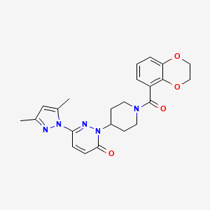 molecular formula C23H25N5O4 B2735824 2-[1-(2,3-Dihydro-1,4-benzodioxine-5-carbonyl)piperidin-4-yl]-6-(3,5-dimethylpyrazol-1-yl)pyridazin-3-one CAS No. 2380033-49-6