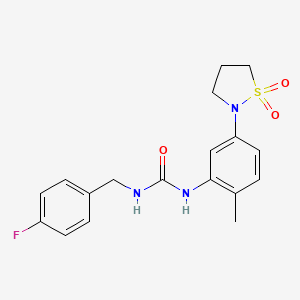 molecular formula C18H20FN3O3S B2735833 1-(5-(1,1-二氧代异噻唑啉-2-基)-2-甲基苯基)-3-(4-氟苯甲基)脲 CAS No. 1203061-04-4