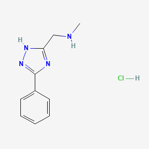 molecular formula C10H13ClN4 B2735857 N-Methyl-1-(3-phenyl-1H-1,2,4-triazol-5-yl)methanamine;hydrochloride CAS No. 2241141-56-8