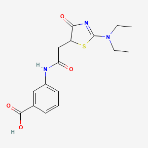 molecular formula C16H19N3O4S B2735862 3-{2-[2-(Diethylamino)-4-oxo-4,5-dihydro-1,3-thiazol-5-yl]acetamido}benzoic acid CAS No. 749902-44-1