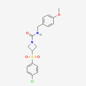 molecular formula C18H19ClN2O4S B2735865 3-((4-chlorophenyl)sulfonyl)-N-(4-methoxybenzyl)azetidine-1-carboxamide CAS No. 1705799-42-3