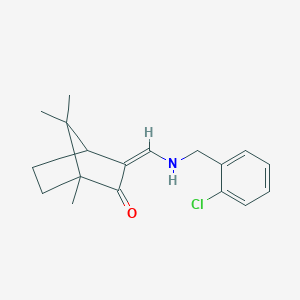 molecular formula C18H22ClNO B273588 3-{[(2-Chlorobenzyl)amino]methylene}-1,7,7-trimethylbicyclo[2.2.1]heptan-2-one 