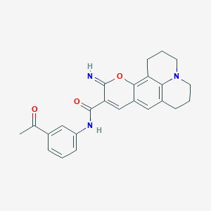 N-(3-acetylphenyl)-4-imino-3-oxa-13-azatetracyclo[7.7.1.0^{2,7}.0^{13,17}]heptadeca-1,5,7,9(17)-tetraene-5-carboxamide