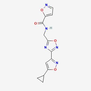 molecular formula C13H11N5O4 B2735895 N-((3-(5-环丙基异噁唑-3-基)-1,2,4-氧二氮杂-5-基)甲基)异噁唑-5-羧酰胺 CAS No. 2034288-34-9
