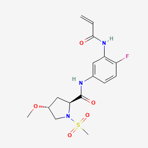 molecular formula C16H20FN3O5S B2735905 (2S,4R)-N-[4-Fluoro-3-(prop-2-enoylamino)phenyl]-4-methoxy-1-methylsulfonylpyrrolidine-2-carboxamide CAS No. 2198289-41-5