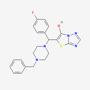 molecular formula C22H22FN5OS B2735911 5-((4-Benzylpiperazin-1-yl)(4-fluorophenyl)methyl)thiazolo[3,2-b][1,2,4]triazol-6-ol CAS No. 868220-25-1