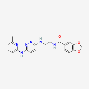 molecular formula C20H20N6O3 B2735957 N-(2-((6-((6-甲基吡啶-2-基)氨基)吡咯啉-3-基)氨基)乙基)苯并[d][1,3]二噁嗪-5-羧酰胺 CAS No. 1021259-57-3