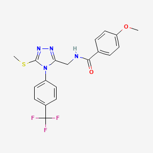 molecular formula C19H17F3N4O2S B2735975 4-methoxy-N-[[5-methylsulfanyl-4-[4-(trifluoromethyl)phenyl]-1,2,4-triazol-3-yl]methyl]benzamide CAS No. 476434-28-3