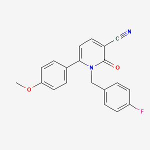 molecular formula C20H15FN2O2 B2735976 1-(4-Fluorobenzyl)-6-(4-methoxyphenyl)-2-oxo-1,2-dihydro-3-pyridinecarbonitrile CAS No. 252060-11-0