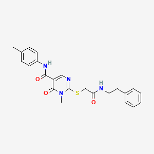 molecular formula C23H24N4O3S B2735985 1-methyl-6-oxo-2-((2-oxo-2-(phenethylamino)ethyl)thio)-N-(p-tolyl)-1,6-dihydropyrimidine-5-carboxamide CAS No. 894040-24-5