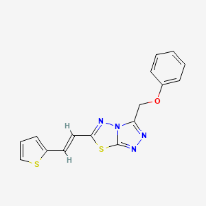 molecular formula C16H12N4OS2 B2735991 (E)-3-(phenoxymethyl)-6-(2-(thiophen-2-yl)vinyl)-[1,2,4]triazolo[3,4-b][1,3,4]thiadiazole CAS No. 874466-42-9