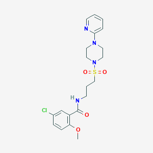molecular formula C20H25ClN4O4S B2736020 5-chloro-2-methoxy-N-(3-((4-(pyridin-2-yl)piperazin-1-yl)sulfonyl)propyl)benzamide CAS No. 1021221-31-7