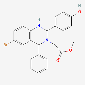 molecular formula C23H21BrN2O3 B2736029 Methyl 2-[6-bromo-2-(4-hydroxyphenyl)-4-phenyl-2,4-dihydro-1H-quinazolin-3-yl]acetate CAS No. 380890-81-3