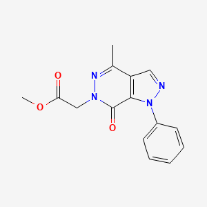 molecular formula C15H14N4O3 B2736046 methyl 2-(4-methyl-7-oxo-1-phenyl-1H-pyrazolo[3,4-d]pyridazin-6(7H)-yl)acetate CAS No. 955781-55-2