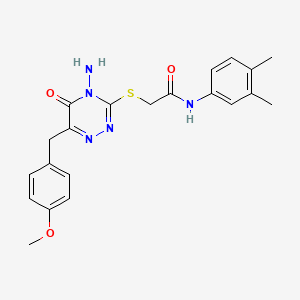 2-((4-amino-6-(4-methoxybenzyl)-5-oxo-4,5-dihydro-1,2,4-triazin-3-yl)thio)-N-(3,4-dimethylphenyl)acetamide