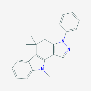 molecular formula C22H21N3 B273609 5,5,10-Trimethyl-3-phenyl-3,4,5,10-tetrahydropyrazolo[4,3-a]carbazole 