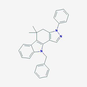 molecular formula C28H25N3 B273610 10-Benzyl-5,5-dimethyl-3-phenyl-3,4,5,10-tetrahydropyrazolo[4,3-a]carbazole 