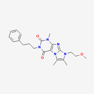 molecular formula C22H27N5O3 B2736143 6-(2-Methoxyethyl)-4,7,8-trimethyl-2-(3-phenylpropyl)purino[7,8-a]imidazole-1,3-dione CAS No. 878411-16-6