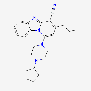 molecular formula C24H29N5 B2736178 1-(4-Cyclopentylpiperazin-1-yl)-3-propylpyrido[1,2-a]benzimidazole-4-carbonitrile CAS No. 384351-27-3