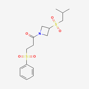 molecular formula C16H23NO5S2 B2736179 1-(3-(Isobutylsulfonyl)azetidin-1-yl)-3-(phenylsulfonyl)propan-1-one CAS No. 1798034-99-7