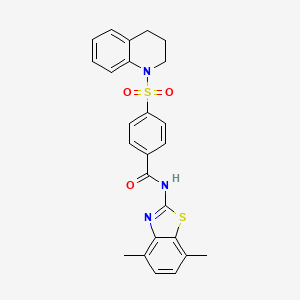 molecular formula C25H23N3O3S2 B2736184 4-((3,4-二氢喹啉-1(2H)-基)磺酰)-N-(4,7-二甲基苯并[d]噻唑-2-基)苯甲酰胺 CAS No. 896676-13-4