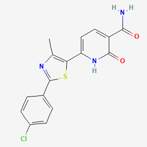 molecular formula C16H12ClN3O2S B2736234 6-[2-(4-Chlorophenyl)-4-methyl-1,3-thiazol-5-yl]-2-oxo-1,2-dihydropyridine-3-carboxamide CAS No. 2062380-27-0