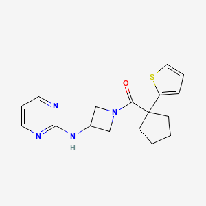 molecular formula C17H20N4OS B2736235 (3-(Pyrimidin-2-ylamino)azetidin-1-yl)(1-(thiophen-2-yl)cyclopentyl)methanone CAS No. 2310158-94-0