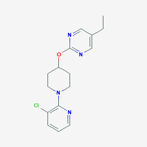 molecular formula C16H19ClN4O B2736238 2-[1-(3-Chloropyridin-2-yl)piperidin-4-yl]oxy-5-ethylpyrimidine CAS No. 2380184-48-3