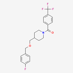 molecular formula C21H21F4NO2 B2736242 (4-(((4-Fluorobenzyl)oxy)methyl)piperidin-1-yl)(4-(trifluoromethyl)phenyl)methanone CAS No. 1396807-12-7