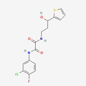 molecular formula C15H14ClFN2O3S B2736244 N'-(3-CHLORO-4-FLUOROPHENYL)-N-[3-HYDROXY-3-(THIOPHEN-2-YL)PROPYL]ETHANEDIAMIDE CAS No. 1421517-21-6