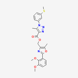 molecular formula C24H24N4O5S B2736247 (2-(2,3-dimethoxyphenyl)-5-methyloxazol-4-yl)methyl 5-methyl-1-(3-(methylthio)phenyl)-1H-1,2,3-triazole-4-carboxylate CAS No. 946243-25-0
